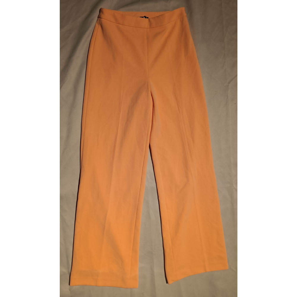 DKNY Wide Leg Pants Size 4 High Waist Orange Pleated Front Office Workwear NWOT - Picture 2 of 4
